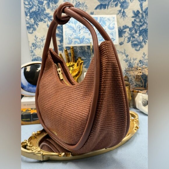🆕 CULT GAIA 🧿 NWOT Zena Raffia Circular Knotted Shoulder Bag, Woven Brown - Picture 4 of 16